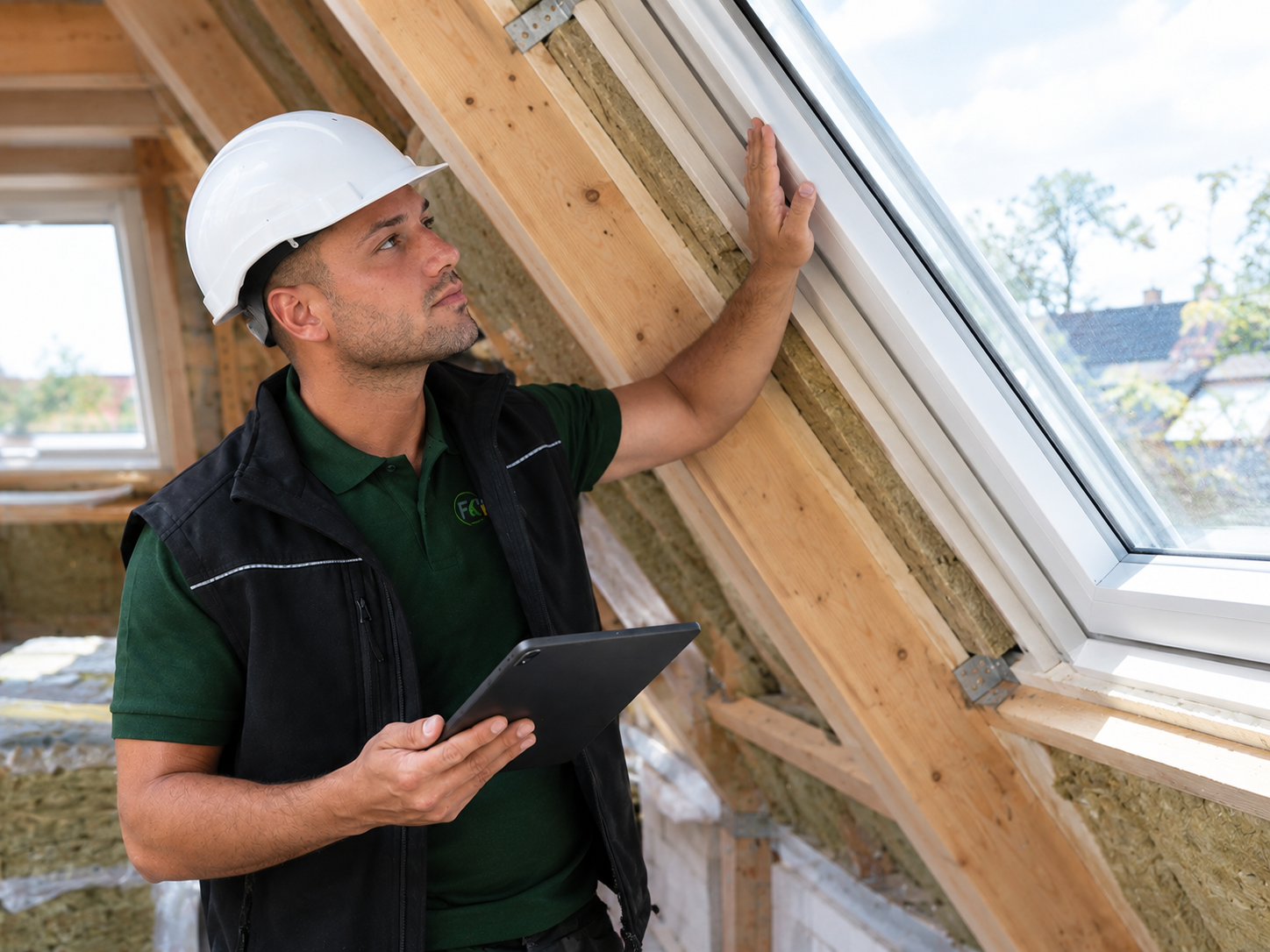 Energieberatung Hildesheim: Fernando Klimt prüft den Einbau eines Dachfensters im Dachausbau